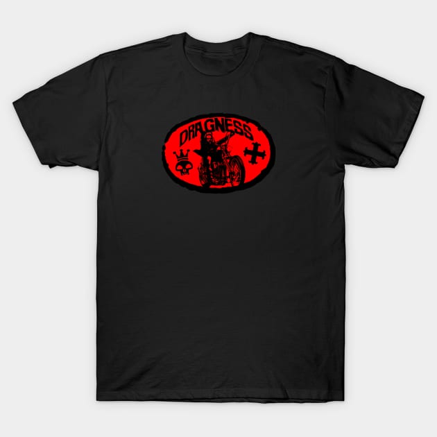 Dragness Motorcycle T-Shirt by firstspacechimp